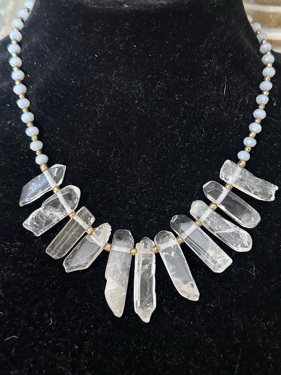 Silverskylight Jewelry - John Medeiros Raw Quartz Crystal Point Bib Statement Necklace Signed JM